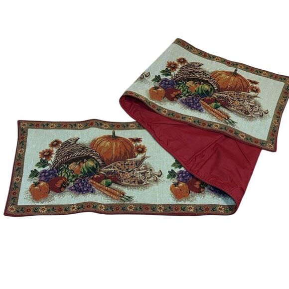 68” Tapestry Fall Autumn Table Runner, harvest, Vintage - Picture 1 of 2